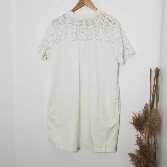 Joe Fresh | White Eyelet Linen Shift Dress - Picture 6 of 9